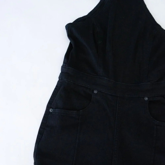 Free People We The Free Black Bib Overalls 100% Cotton 8 - Picture 9 of 13